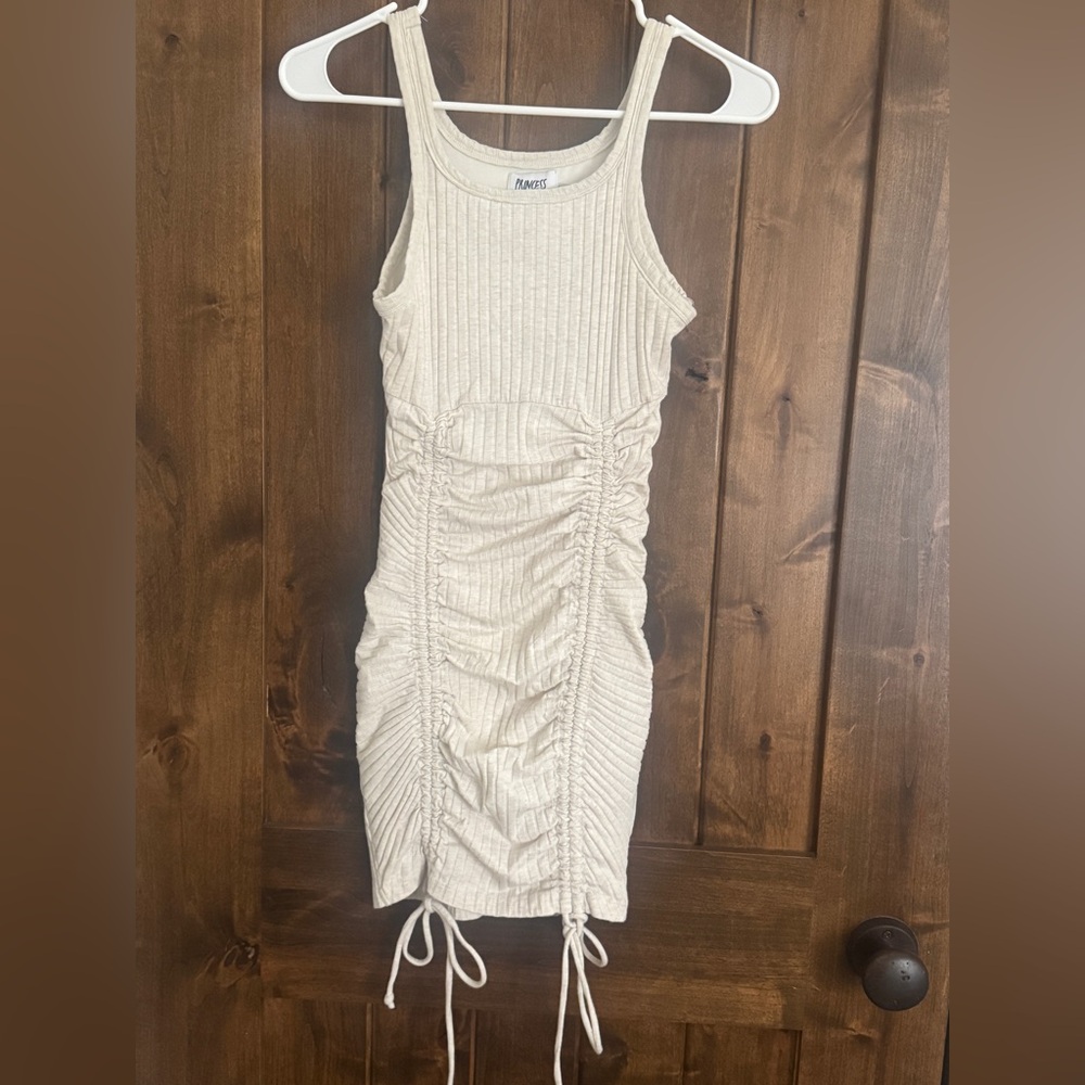 Princess Polly Cream Ribbed Mini Dress, size US 4